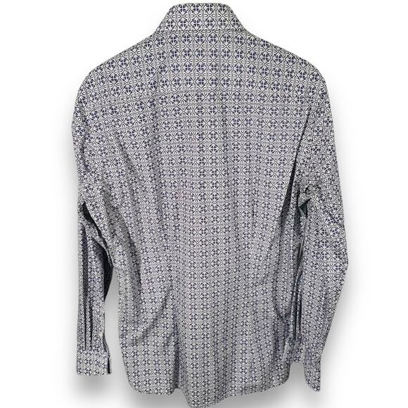Ted Baker Blue Geometric Button Down Shirt Long Sleeve Modern Heritage XL - Picture 4 of 9